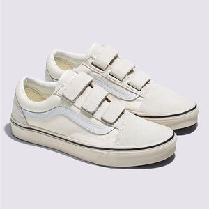 Vans old skool v velco sneakers in marshmallow, 7